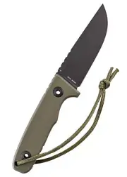 Schnitzel TRI Fixed Blade Knife OD Green G10 Handle 14C28N Plain Black SNL-03GBW