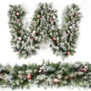 Christmas Garland Flocked 9ft with 50 Lights, Christmas Decor with Pine Cone ...