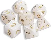 QMAY DND Dice Polyhedral Dice Set - 7 Pieces for Dungeon and Dragons MTG RPG D&D D20, D12, D10, D%, D8, D6, D4 (Ivory White)