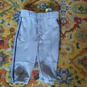 NWT Easton Gray Youth Baseball Pants Athletic Knicker Style Side Stripes Size L