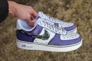Mens & Womens Custom Purple Cartoon Air Force 1s – Hand-Painted Pop Art Style