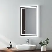 EMKE Bathroom Mirror with LED Lights - 400x600mm Backlit LED Illuminated Bathroom Mirror with Demister Heat Pad, Makeup Vanity Touch Mirror with LED Lights