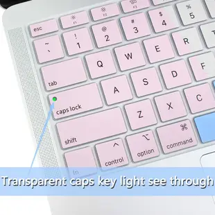 多彩漸層色英文鍵盤膜 蘋果新款Macbook Air Pro 13 15 16半透硅膠 漸變粉藍色 保護膜 防塵防水