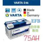 VARTA EFB E46 75AH LB4 德國原裝進口 怠速啟停專用電瓶 FORDFOCUS KUGA 旅行家專用