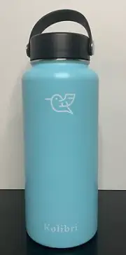 Kolibri Water Bottle Flask Stainless Steel Vacuum Insulated - Flat Lid - 32oz