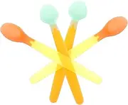 Zerodeko 2 Sets Color Changing Silicone Spoons Temperature Change Feeding Utensils for Soft Non Slip Design for Boy Girl and Newborns