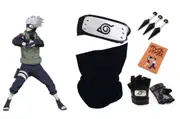6PC Hatake Kakashi Costume Naruto Cosplay Set Mask Headband Gloves Book Kunai