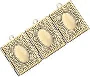 [Minkissy] Diy Memory Locket Jewelry 3pcs Book Pendant Openable Photo Frame Vintage Locket for Girls Scratch-proof Photo Holder