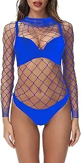 [Zylphorix] Womens See Through Fishnet Lingerie Mesh One Piece Babydoll Underwear Teddy Sheer Mesh Bodysuit Underwire