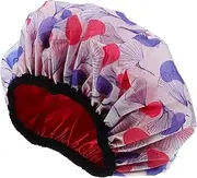 Baluue Shower Cap for Lined Women Waterproof Elastic Hair Bath Caps Bathing Hat Satin Wash Hair Caps Hair Cover Waterproof Bath Caps Elastic Bath Cap Travel Bath Cap Bathing Caps Fabric