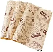 ZONADA 100 Pcs Greaseproof Paper Sheets for Food, Cake, Baking, Oil-Proof Paper for Cake, Bread, Hamburger Boxes, Food Wrapping, Non-Stick, Eco-Friendly, Durable, Safe for Food Use (big print)