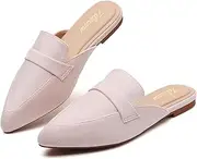 [Tilocow] Flat Mules for Women Closed Pointed Toe Backless Mule Fashion Comfortable Slides Mules Shoes Ladies Slip-on Loafers