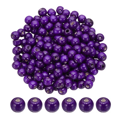 10mm Wooden Beads for Craft Making, 200 Pcs Loose Spacer Beads, Purple
