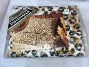 Vintage Flat Tastemaker Jaguar Leopard Brown Black Tan White Twin Sheet IOP