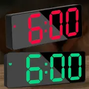 Digital Clock Mirror LED Alarm Clock Night Light Thermometer USB Charging UK New