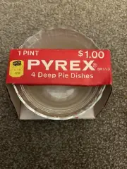 VINTAGE 1960'S PYREX NOS 1 PINT DEEP GLASS PIE DISHES BOX OF 3, 1 IS MISSING