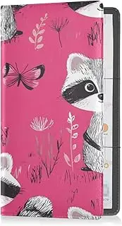 Premium Leather Registration and Insurance Card Holder Men Women Auto Truck Comparment Accessories Case for ID, Driver's License, Key Contact Information Cards Chic Raccoon
