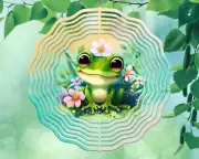 10" Sweet Happy Frog Hanging Wind Spinner Yard Decor 3D Kinetic rws-022