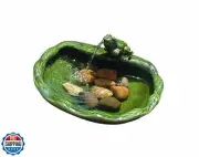 Smart Solar 22300R01 Solar Powered Ceramic Frog Water Feature, Green Glazed C