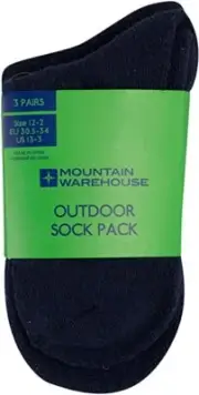 MOUNTAIN WAREHOUSE OUTDOOR KIDS WINTER SOCKS, 3 PACK NAVY SIZE US 13-3,NEW