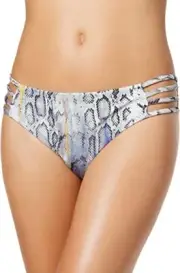 Rachel Roy GREY/SILVER Snakeskin Print Strappy Bikini Swim Bottom, US X-Small