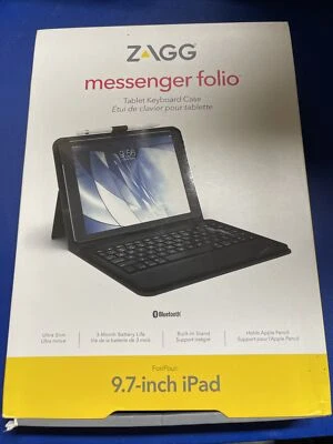 ZAGG Messenger Folio Keyboard Case for 9.7" iPad Pro, 9.7" iPad, iPad Air 2 / 1