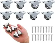 MYTOAU 8pcs 1 Inch Low Profile Rubber Non Swivel Silent Ball Bearing Furniture Caster Wheels