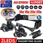 Headband Magnifier Magnifying Glass with 2 LED Light Loupe Jeweler Watch Repair