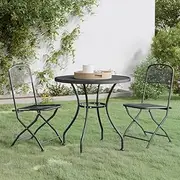 3 Piece Garden Dining Set Expanded Metal Mesh Anthracite Patio Bar Sets