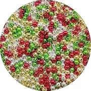 [WELANE] Christmas Beads, 500 PCS 6mm Glossy Round Spacer Beads for Jewelry Making, DIY Craft, Christmas Decorations (4 Colors)