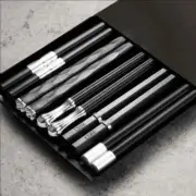 5Pairs Reusable Chopsticks Black for Food Alloy Chopsticks Kitchen Tableware
