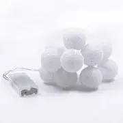 1 Set of 20 LED White 5cm Cotton Ball Battery Powered String Lights Christmas Gi