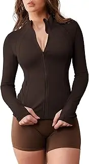 [GYM RAINBOW] Womens Athletic Zip Up Jakcets Contoured fit Lightweight Running Workout Jacket with Thumb Holes & Pockets