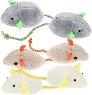 EXAOMBLE 6pcs Mouse Enrichment Mouse Hello Interactive Pet for Plush Chewing Chase Teaser Chew Plush