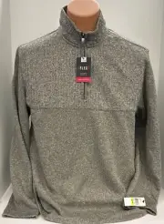 NWT VAN HEUSEN FLEX Green Fleck 1/2 zip Neck Mens Sweater Sz. M Fleece Lined
