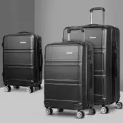 20" 24" 28" Wanderlite Luggage 3pc Trolley Set Suitcase Travel TSA Carry On Hard Case Lightweight Black