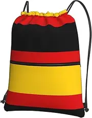 EdWal German Flag Print Drawstring Backpack Gym Bags Sports Bags With Zipper Pocket For Travel Swimming Beach, Black, One Size