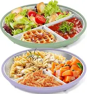 UKQRRTC 2 Pack Stainless Steel Baby Suction Plate Set, Safe Metal Toddler Bowl, Solid Divided Kids Baby Plate Kit