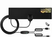 TV Antenna for Smart TV-Amplified HDTV Digital Long 150+ Miles Range Support 720P 1080i 1080P and All Television - Indoor Smart Switch Amplifier Signal Booster-8.75ft High Performance Coax Cable