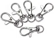 KALLORY Durable Large Metal Lobster Snap Clasp Hook Keychain Set Easy to Use Silver Keyring Attachments for Crafts Dog Leashes and Accessories