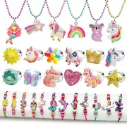 AKILION Kids Jewellery for Girls Toys Age 6-8, Kids Unicorn Rings Bracelet Ne...