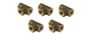 5 PACK BRASS FORGED EQUAL TEE 1/8" FEMALE NPT FNPT AIR FUEL WATER GAS