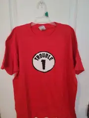 YOUTH FUNNY TROUBLE RED TEE SHIRTS