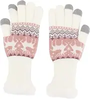 [BESPORTBLE] 1 Pair Christmas Snowflake Gloves for Women Warm Split Finger Knitted Winter Gloves Touchscreen Compatible for Outdoor Activities and Holiday Celebrations