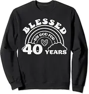 [X.Style] Rainbow 40 Years Blessed by God Happy 40th Birthday Womens Sweatshirt ds1630 Sweater (L)