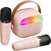 Kisangel Karaoke Speaker Microphones Led Atmosphere Lights Compact Portable Home Entertainment