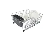 D.line Small Dish Drainer Chrome PVC w/ Caddy Sink Storage 36.5x32.3cm Charcoal