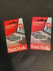 2 NEW SanDisk SD 16GB Cruzer Blade USB Flash Drives Compact