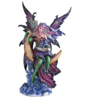 ICE ARMOR 12" H Fairy with an Owl on Moon Statue Figurine Figure Fairies Magi...