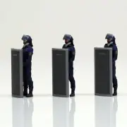 figreal 1/43 old Japanese Riot police officer set003 painted figure x3
